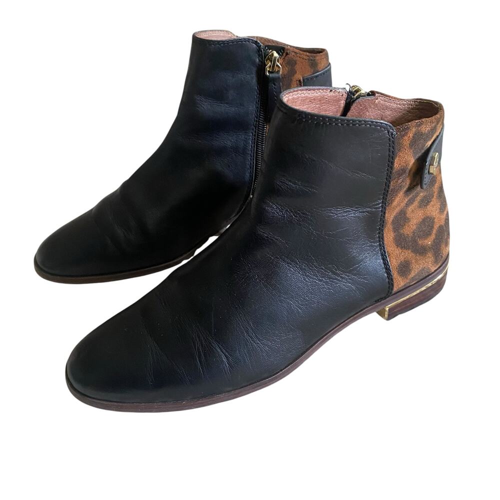 Louise Et Cie Tangie Leopard Ankle Booties and Black Leather Size 7.5 US / 38 EU